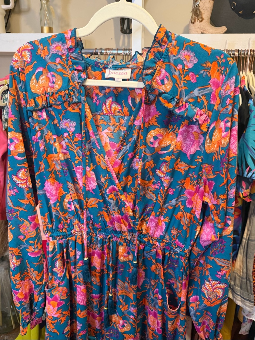 Boemo x Anthropologie Vibrant Floral Paisley Long Sleeve Maxi Dress - Picture 10 of 14